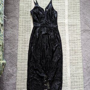 Dress the Population, black sequin midi dress,.size Small